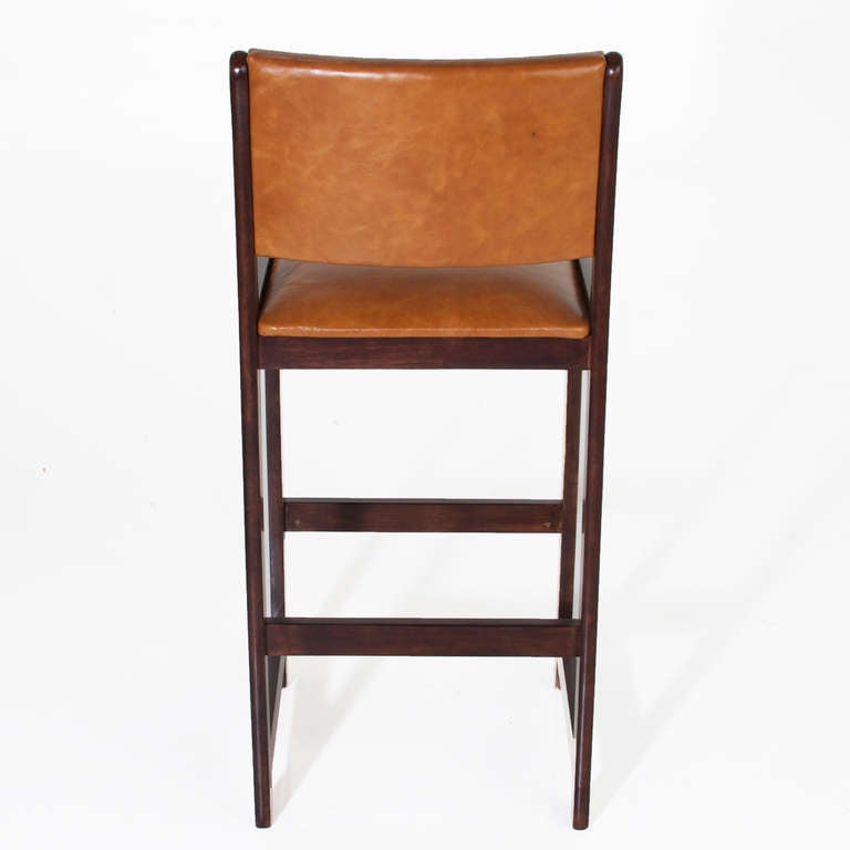 Set of Three Vintage Oak California Design Bar Stools 1