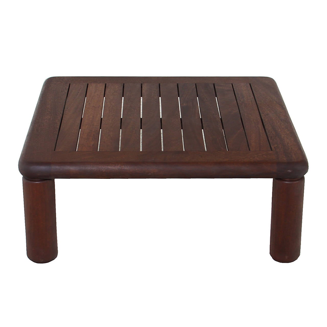 Slatted Solid Honduran Mahogany coffee table by Sherrill Broudy In Good Condition For Sale In Hollywood, CA