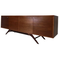 Custom four-door Freijo credenza with Rosewood base by Thomas Hayes Studio