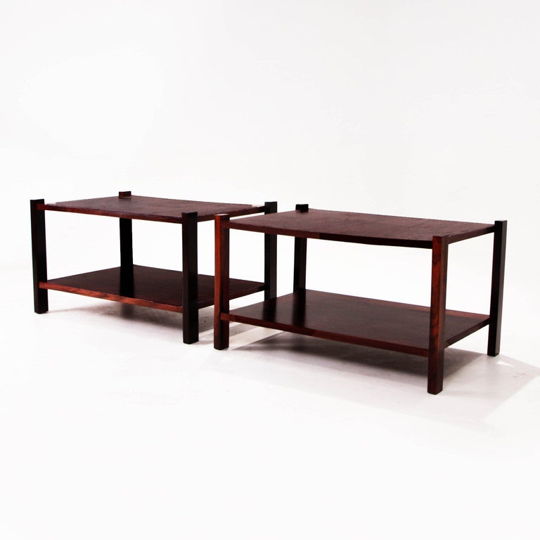 Organic Modern Brazilian Rosewood Side Tables by Celina In Good Condition For Sale In Los Angeles, CA