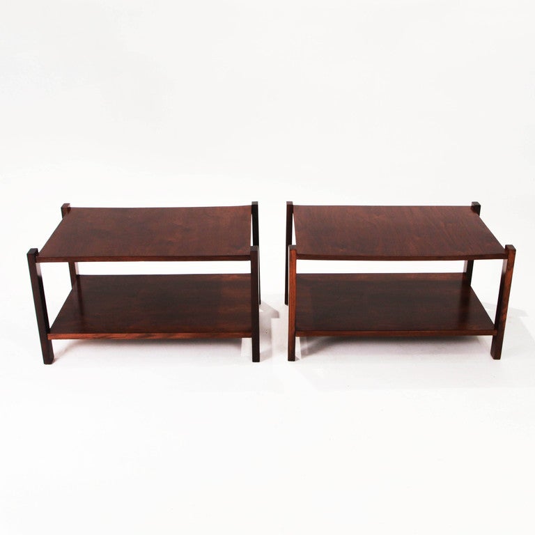 Mid-20th Century Organic Modern Brazilian Rosewood Side Tables by Celina For Sale