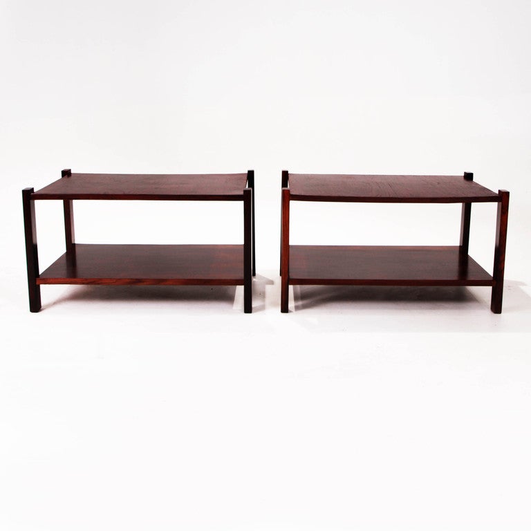 Organic Modern Brazilian Rosewood Side Tables by Celina For Sale 1