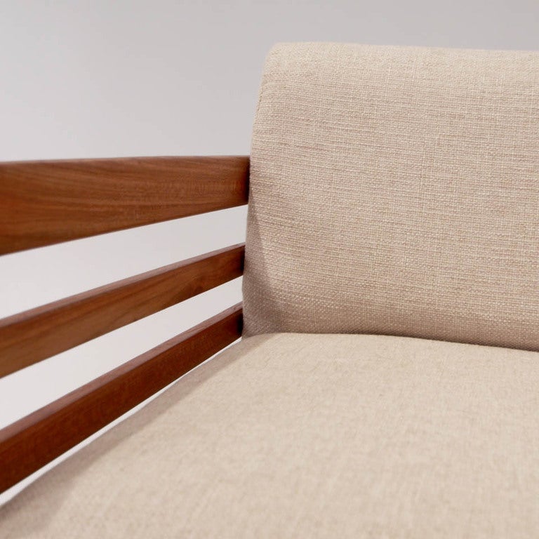 Organic Modern Brazilian Cumaru Wood and Linen Side Chairs, by Celina  For Sale 2