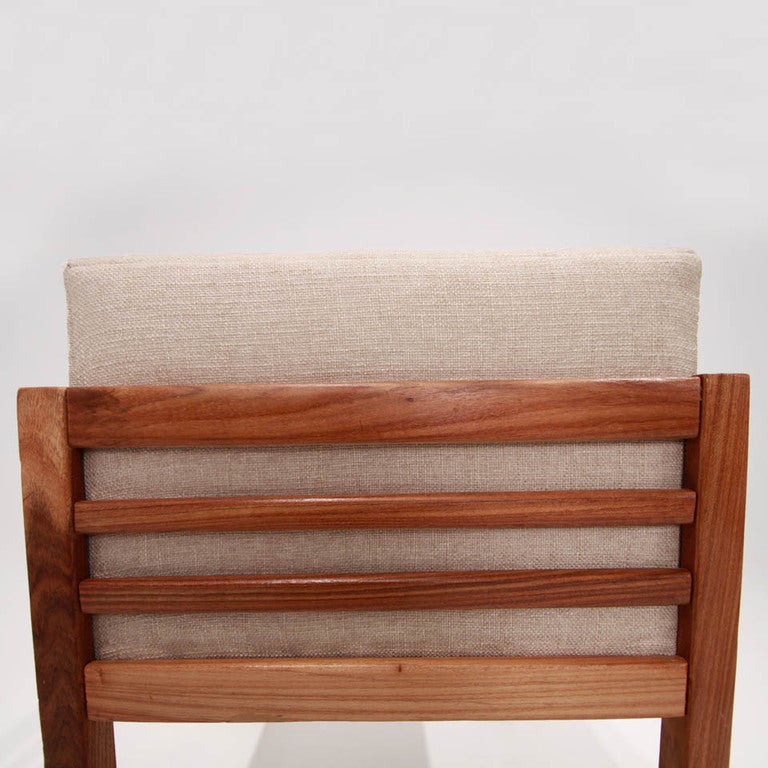 Mid-20th Century Organic Modern Brazilian Cumaru Wood and Linen Side Chairs, by Celina  For Sale