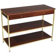 Mahogany & Brass Console by Paul McCobb for Calvin