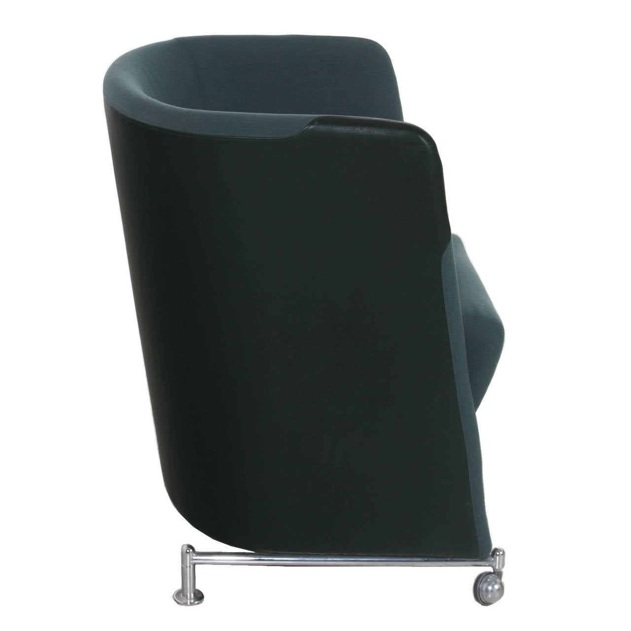 Green leather and wool chairs Lindau & Lindekrantz, Lammhults 1