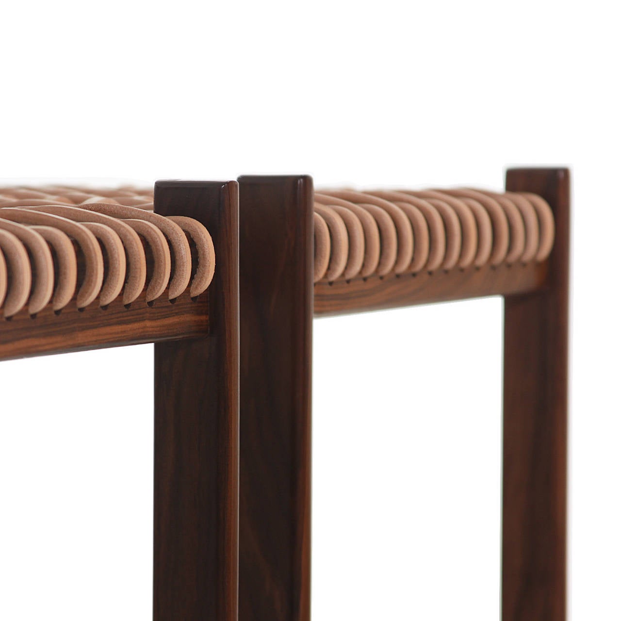 Rosewood The Leather Cord Stool by Thomas Hayes Studio