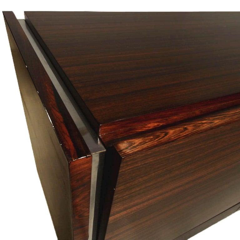 Danish Modern Exotic Hardwood and Chrome Credenza For Sale 2