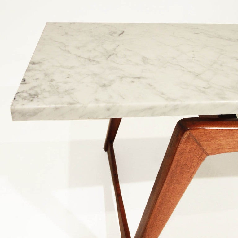 Marble Brazillian Freijo And marble sculptural coffee table