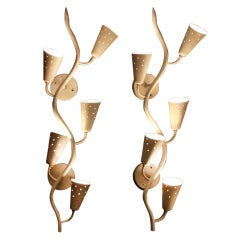 Pair of huge matte white branch sconces after Gino Sarfatti