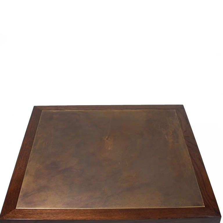 Harry Lunstead Bronze and Oak Coffee Table In Good Condition For Sale In Hollywood, CA