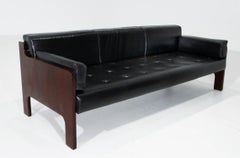 Leather and Rosewood Sofa from Brazil