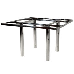 Tobia Scarpa for Knoll "Andre" Chrome and Glass Top Dining Table