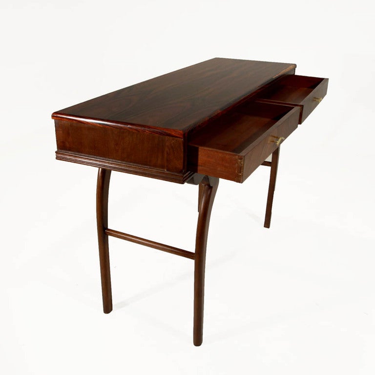 Rosewood Top Console Table Attributed to Guiseppi Scapinelli In Good Condition In Hollywood, CA