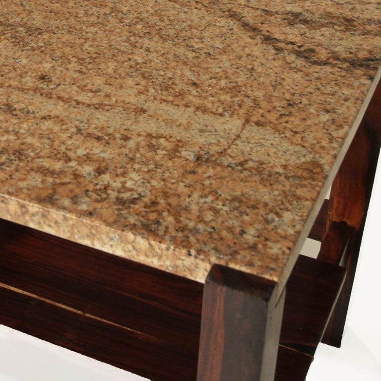 Organic Modern Brazilian Rosewood and Granite Side Tables For Sale 4