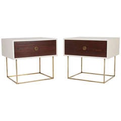 The Single Deane Night Stand in Rosewood & Brass by Thomas Hayes Studio