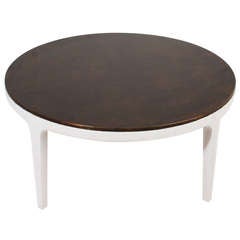 Round Bleached Walnut and Copper Coffee Table by Harry Lunstead