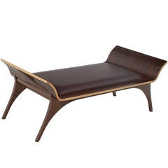 Mid-Century Rosewood and Leather Bench, Jacqueline Terpins for Tepperman