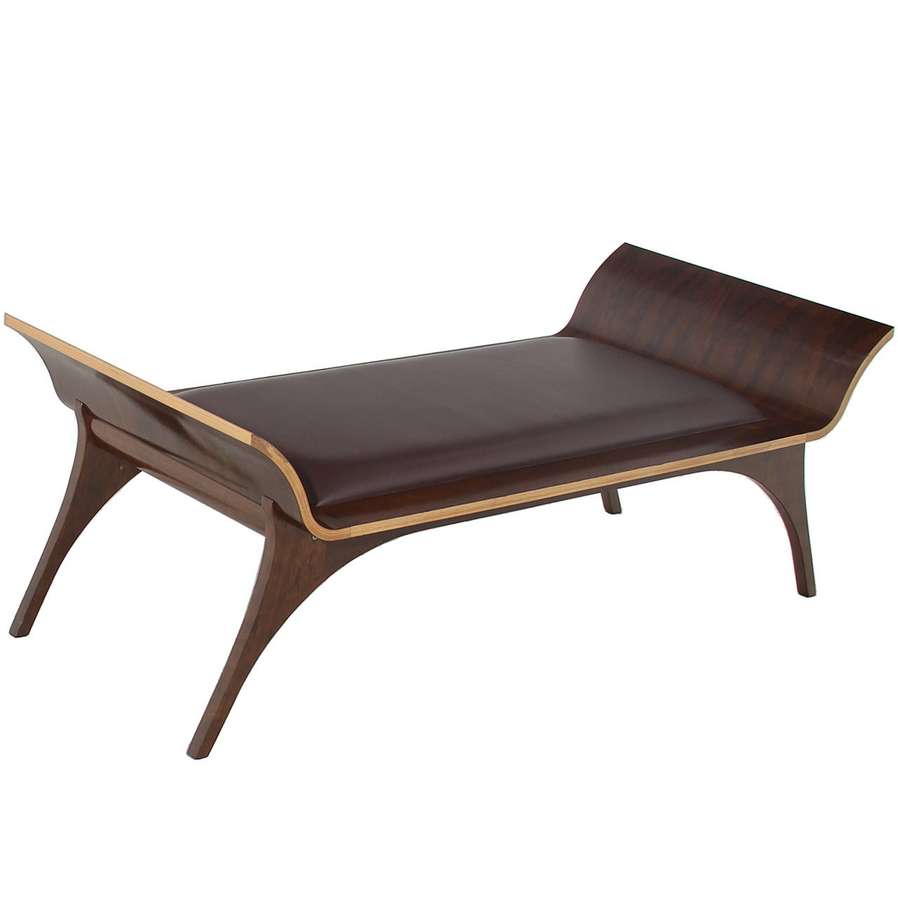 Mid-Century Rosewood and Leather Bench, Jacqueline Terpins for Tepperman For Sale