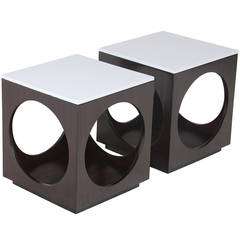 Pair of Rosewood and Leather Side Tables from Brazil 7