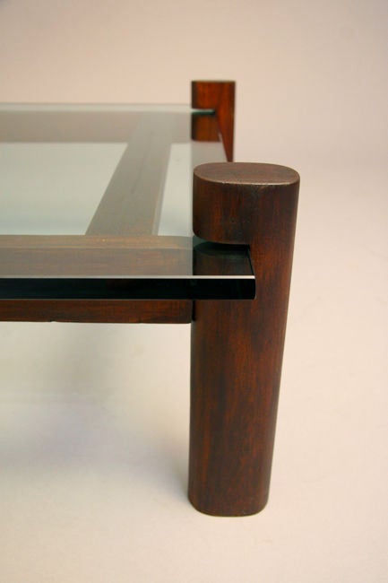 Brazilian Solid Rosewood And Glass Coffee Table 1