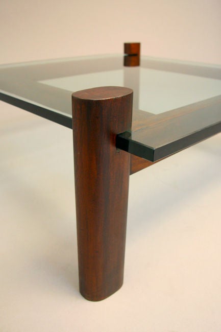 Brazilian Solid Rosewood And Glass Coffee Table 2