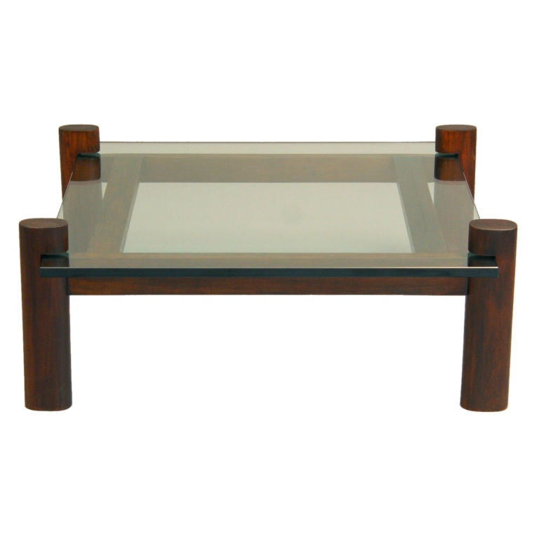 Brazilian Solid Rosewood And Glass Coffee Table