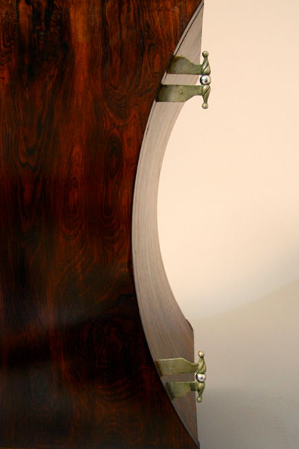 Monumental Curved Side Brazilian Rosewood Cabinet with Red Leather Top For Sale 2