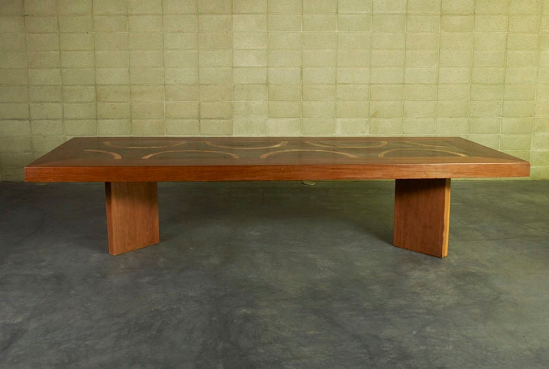 Massive custom exotic wood dining table by Jose Zanine Caldas In Good Condition In Hollywood, CA