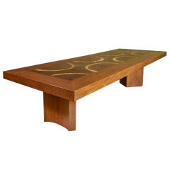 Massive custom exotic wood dining table by Jose Zanine Caldas