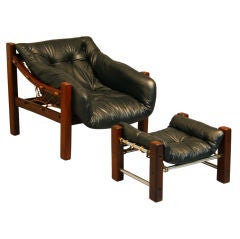 Leather, chrome and rope lounge chair by Jean Gillon