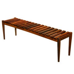 Tall Brazilian Rosewood Slat Bench or Coffee Table