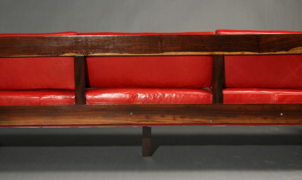 Brazilian Rosewood Open Back Sofa with Red Leather by Fatima Architects 4