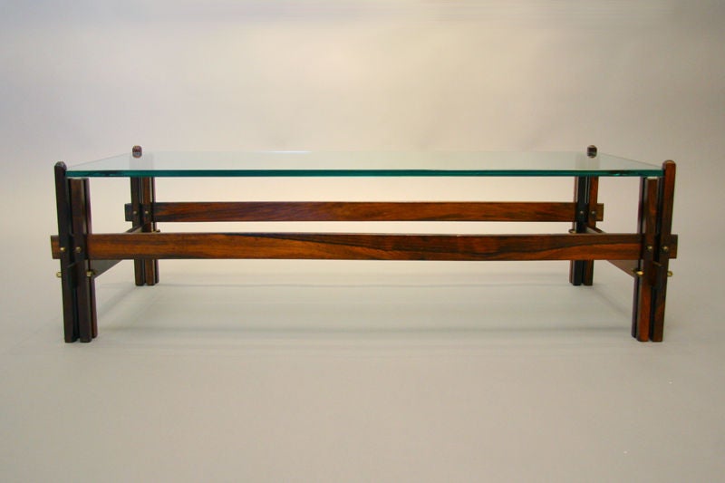 Rosewood and Glass Coffee Table from Brasil