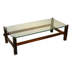 Rosewood and Glass Coffee Table from Brasil Rosewood and Glass Coffee Table from Brasil