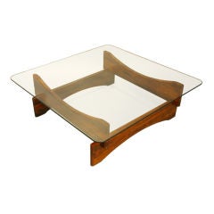 Stacked rosewood and glass coffee table from Brazil
