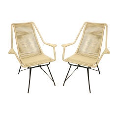Pair of iron and cord lounge chairs by Martin Eisler