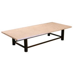 Brazilian Rosewood and thick white marble coffee table