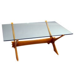 Tall solid teak and glass coffee table by Illum Wikkelsoe