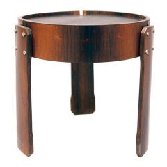 Rosewood black leather top side table by Jorge Zalszupin