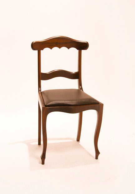 Leather Vintage Brazilian Exotic Hardwood Sculptural Dining Chairs For Sale