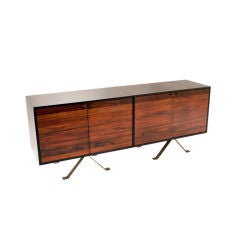 Rosewood, brass and leather cabinet by Thomas Hayes Studio