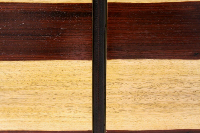 Custom Paduk Sap Grain and Leather Cabinet by Thomas Hayes Studio 1