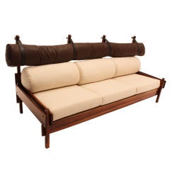 Vintage rosewood and leather "Tonico" sofa by Sergio Rodrigues