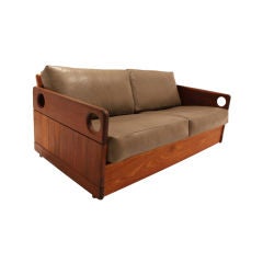 Pair of exotic wood "Cris 1" sofas by Sergio Rodrigues