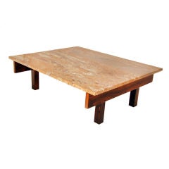 Solid rosewood and granite coffee table from Brazil