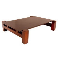 Solid Rosewood and matte black granite coffee table from Brazil