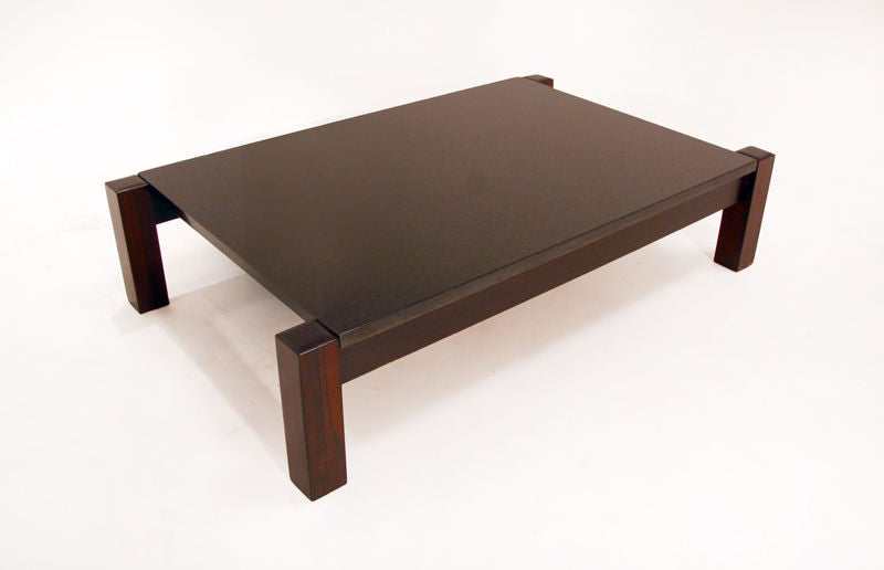 Brazilian Solid Rosewood and Black Marble Coffee Table from Brazil For Sale