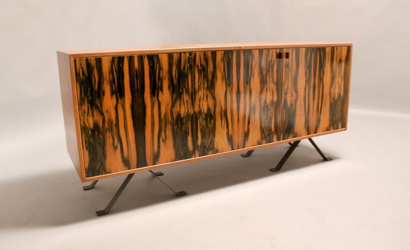 Leather wrapped credenza by Marcelo Vasconcellos In Excellent Condition In Hollywood, CA