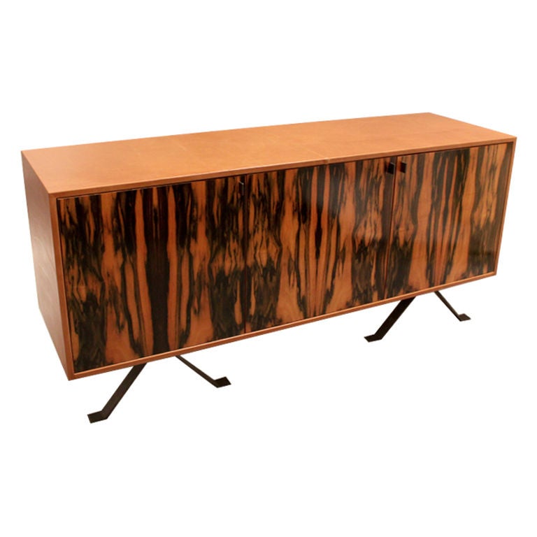 Leather wrapped credenza by Marcelo Vasconcellos